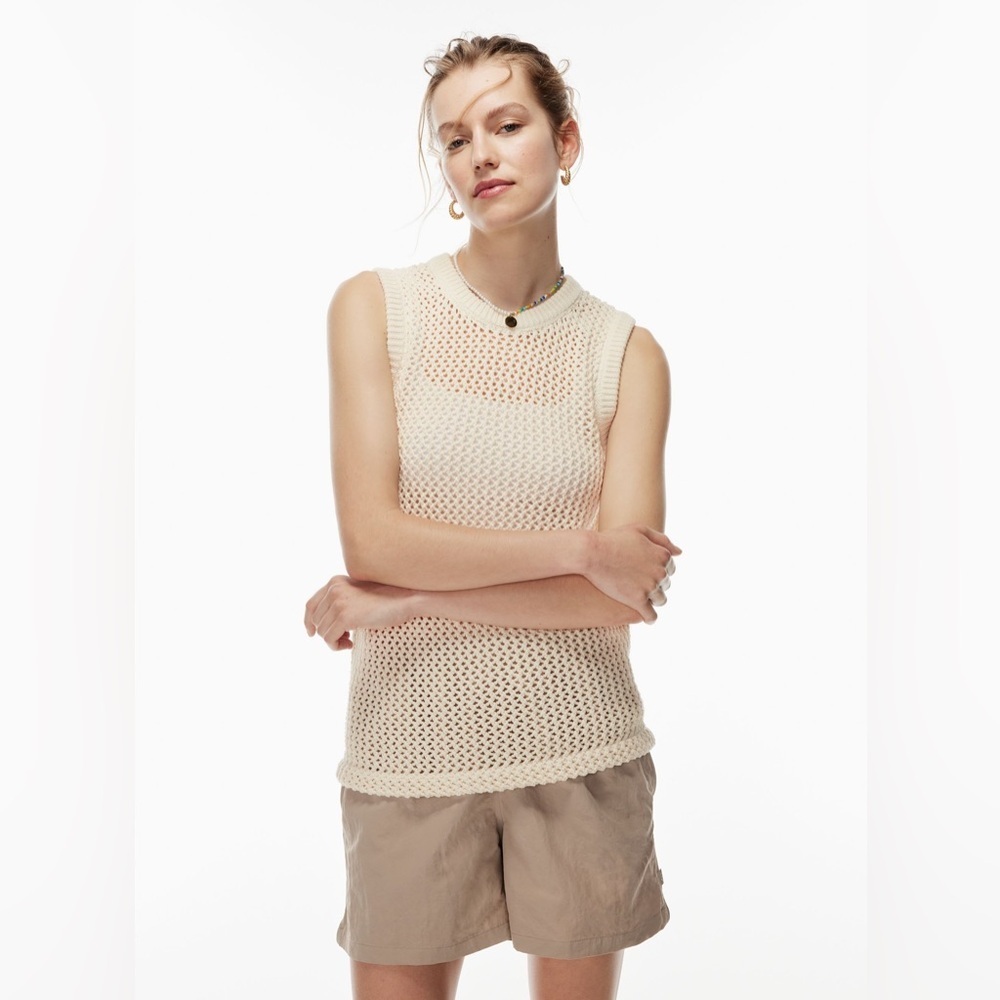 Aritzia TNA Dundas Open Knit Sweater Vest / Red Argil